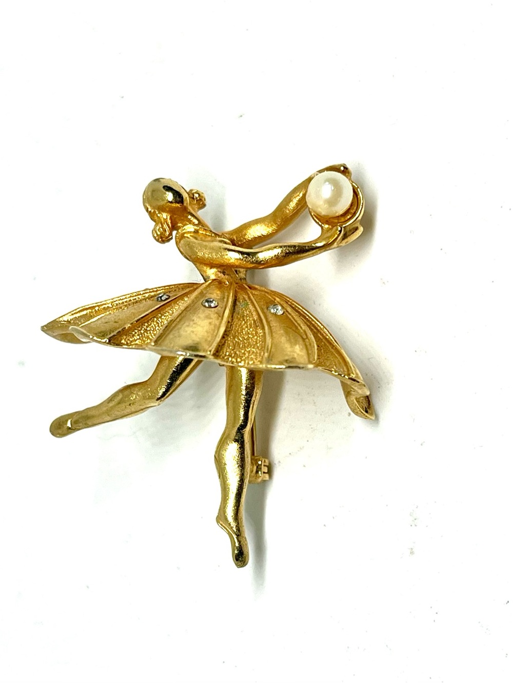 Vintage Ballerina Pearl Brooch
